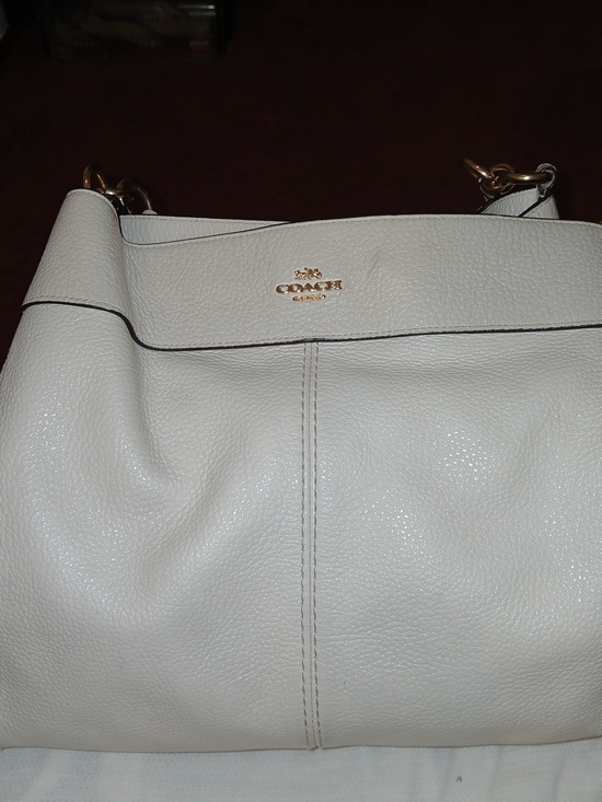 Coach Handbags - Coach White Pebbled Leather Shoulder Bag